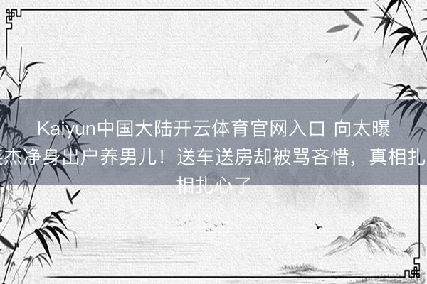Kaiyun中国大陆开云体育官网入口 向太曝李连杰净身出户养男儿！送车送房却被骂吝惜，真相扎心了