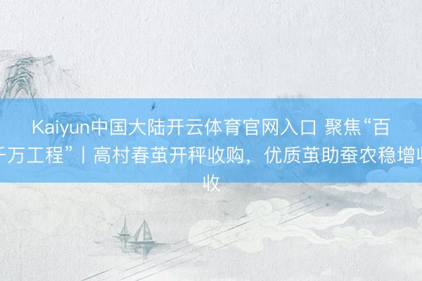 Kaiyun中国大陆开云体育官网入口 聚焦“百千万工程”丨高村春茧开秤收购，优质茧助蚕农稳增收